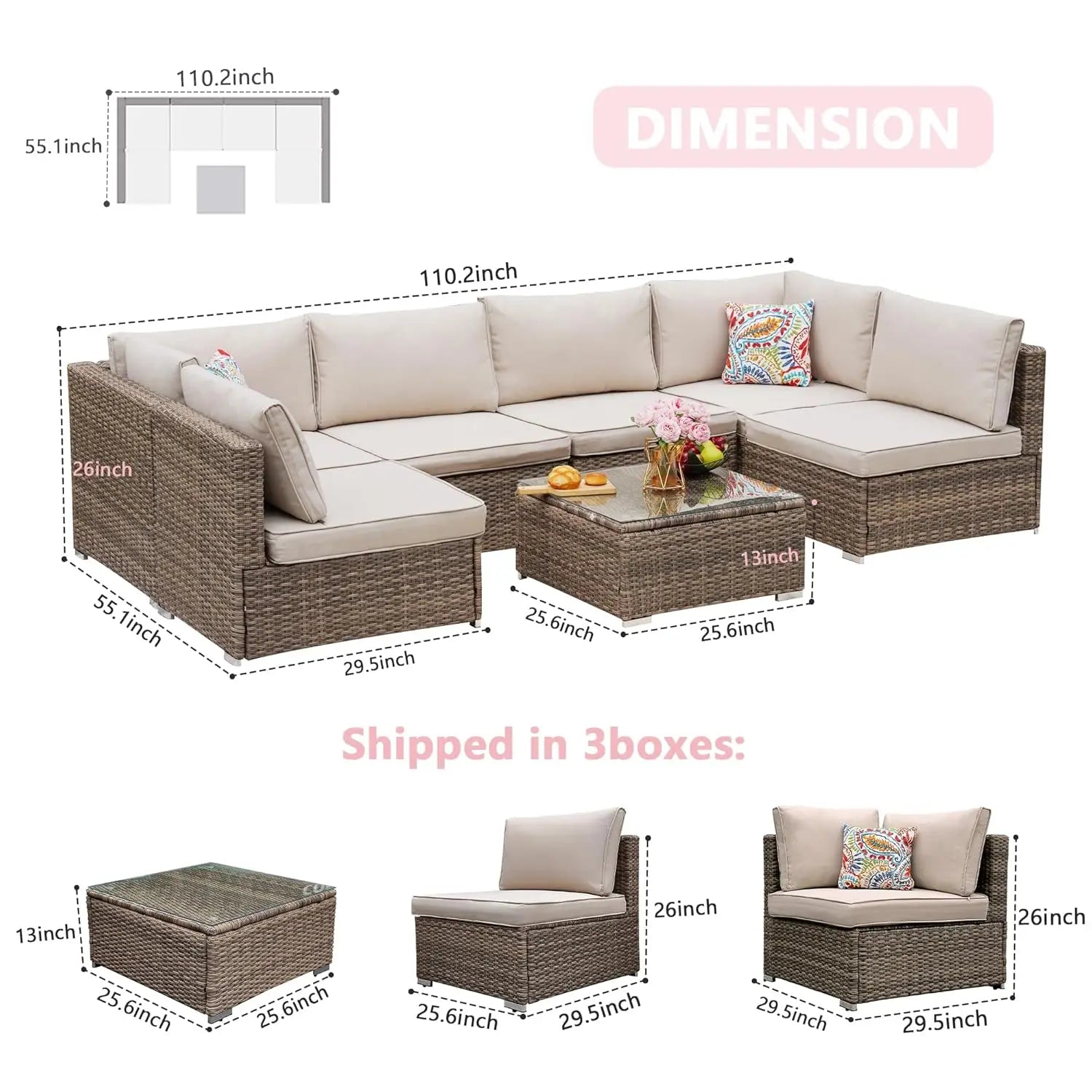7 Pieces Patio Furniture Set