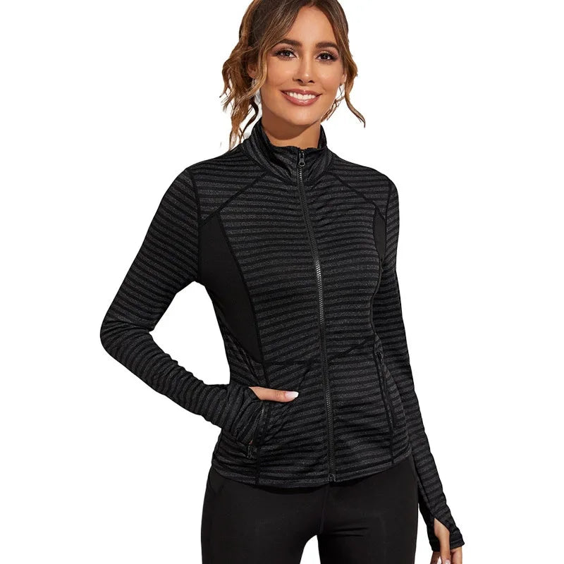 Women’s Slim Fit Lightweight Full Zip Up Yoga Workout Jacket