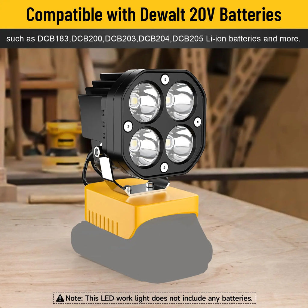 6000LM Portable LED Work Light Dewalt 20V Battery