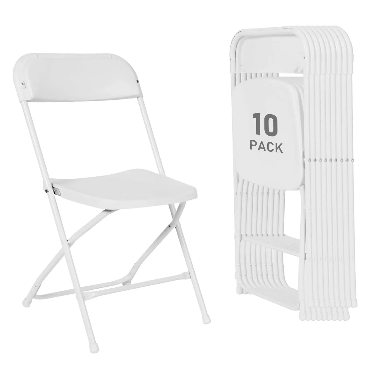 10 Pack White Plastic Folding Chairs