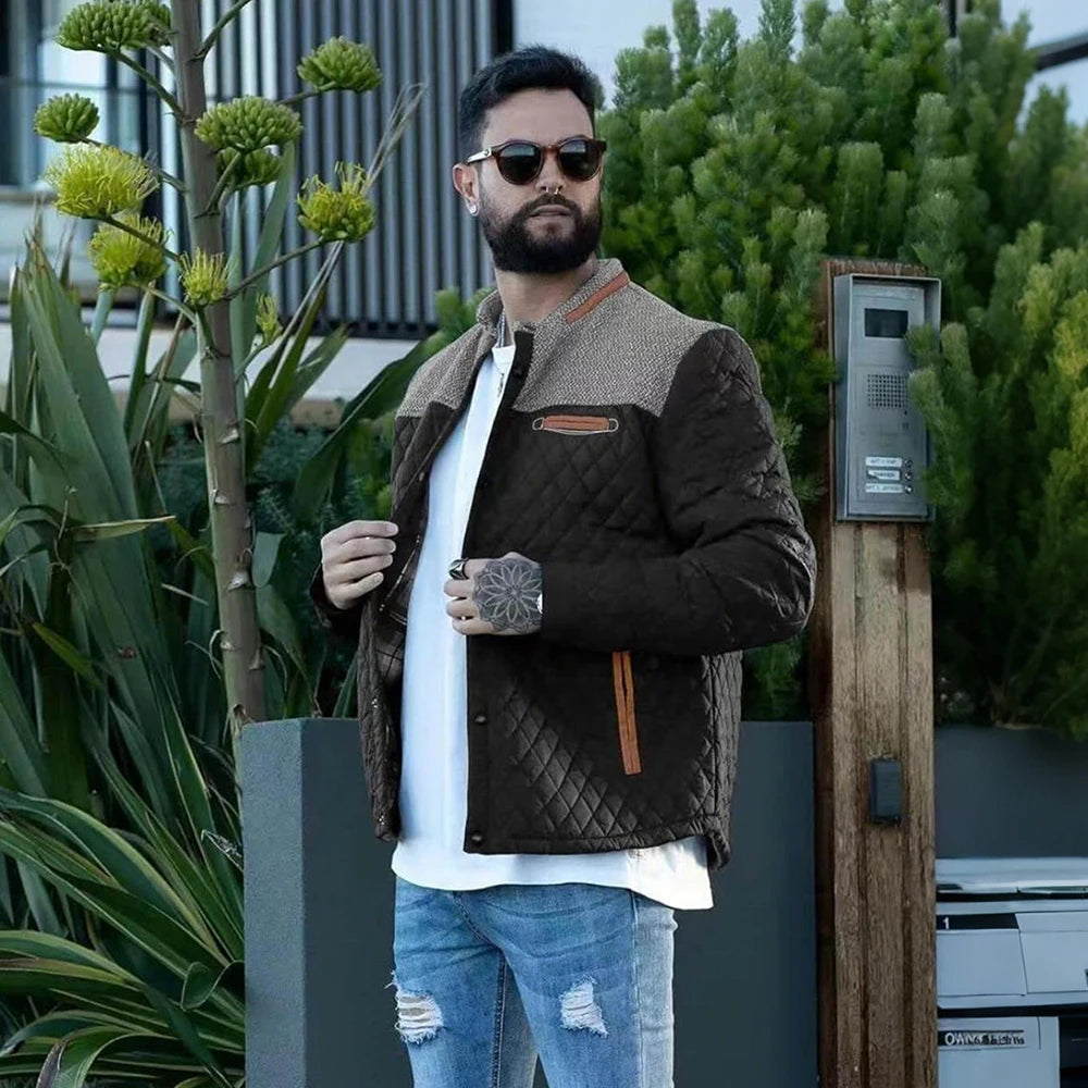 Mens Jacket Winter Warm Bomber Quilted Coat Lightweight