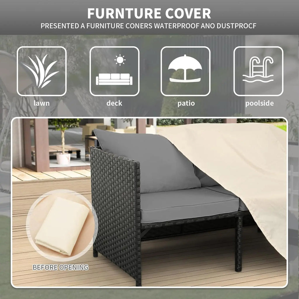 3-Piece Outdoor Rattan Furniture Set