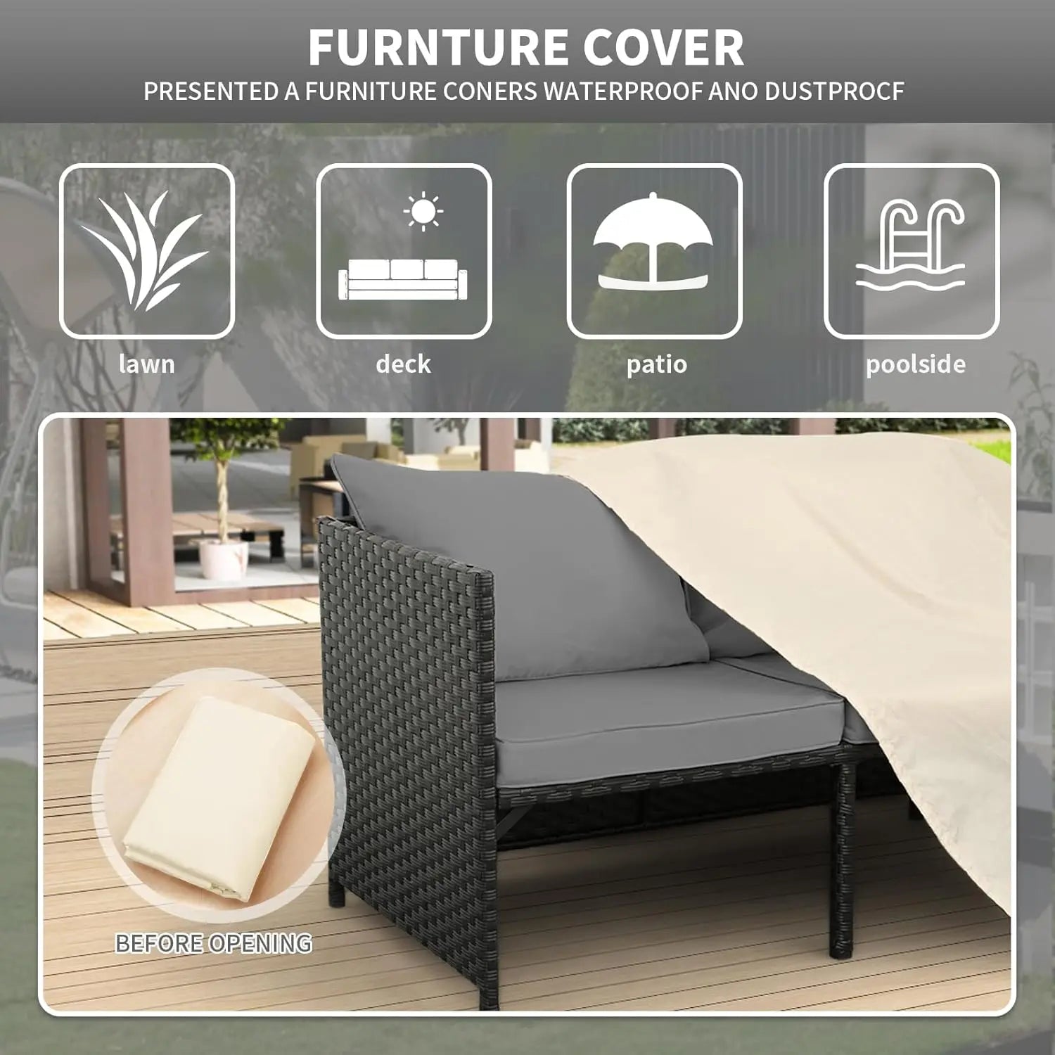 3-Piece Outdoor Rattan Furniture Set
