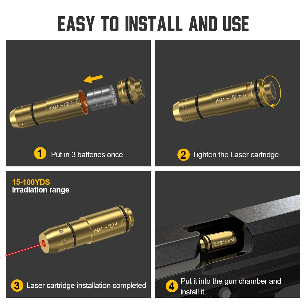 9mm Red Dot Laser Training Cartridge Dry Fire