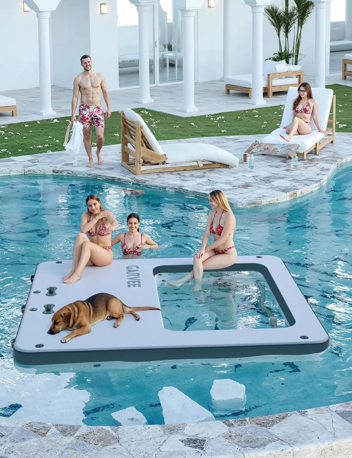10x10FT Inflatable Floating Dock Mesh Swim