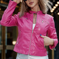 Women Patent Leather Jacket With Pockets