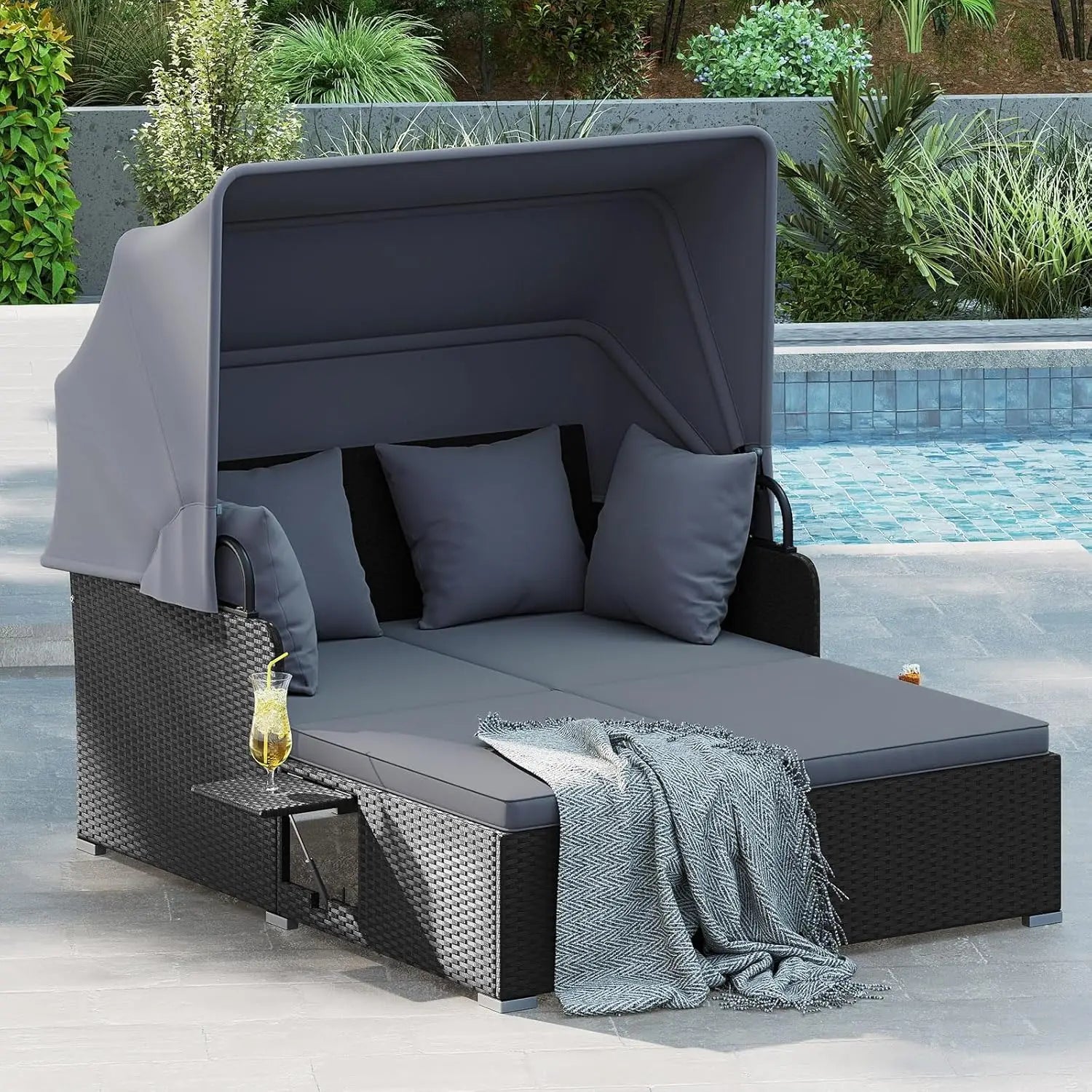 Outdoor Daybed with Canopy 2 Person