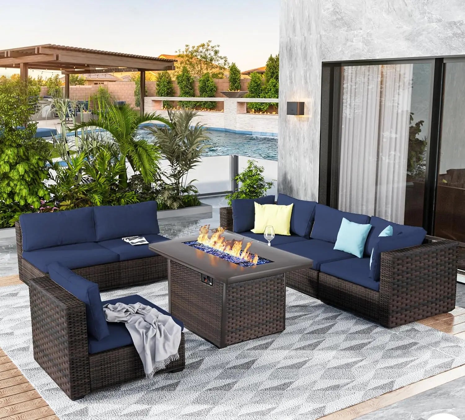 7 Pieces Outdoor Sectional Patio Furniture Set