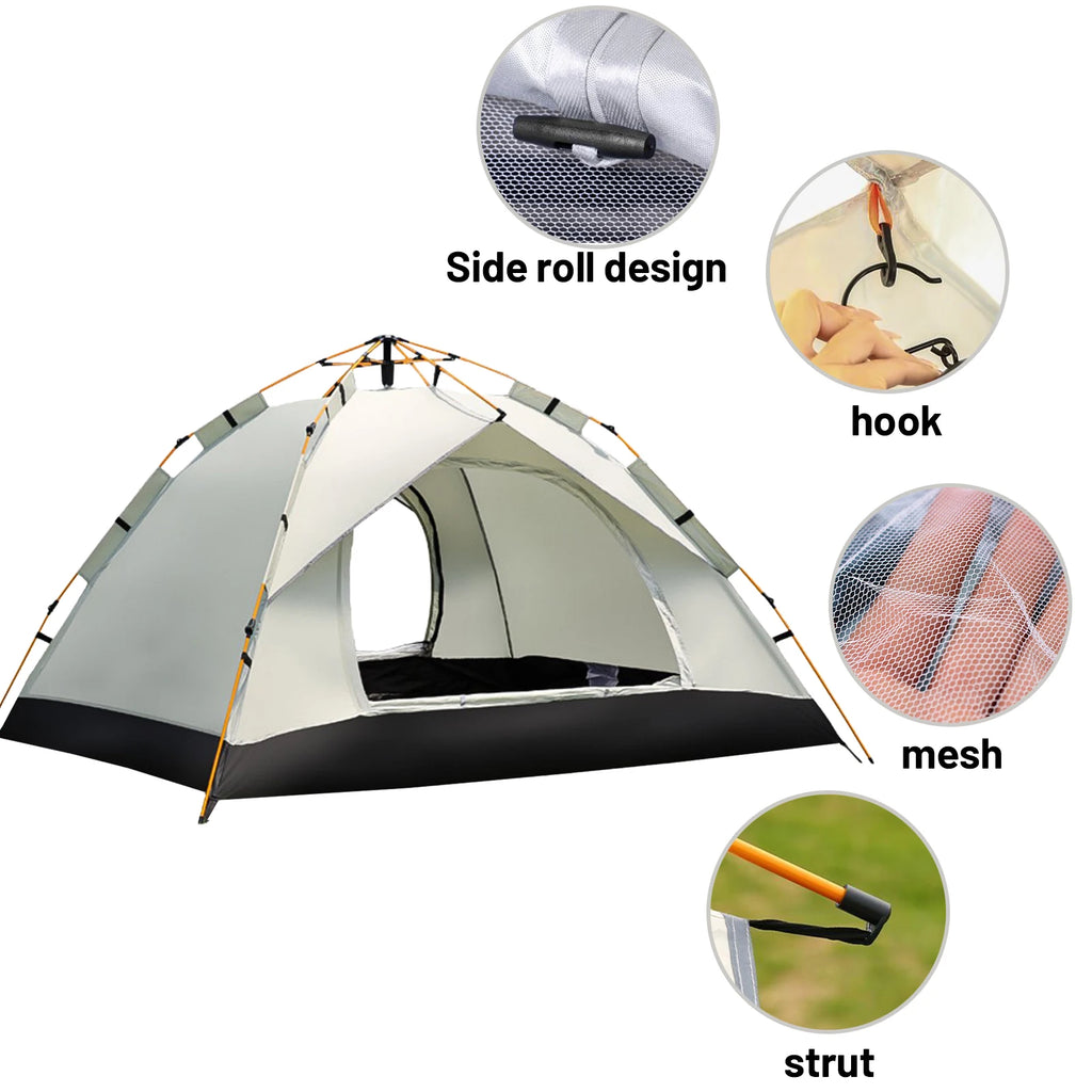 Silver Compact Auto-Tent 60-Second Setup Sunshade