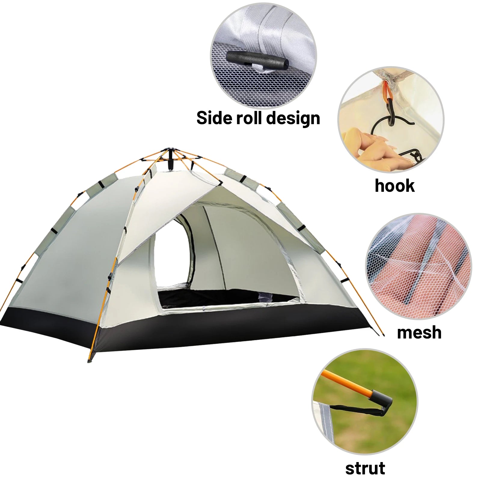 Silver Compact Auto-Tent 60-Second Setup Sunshade