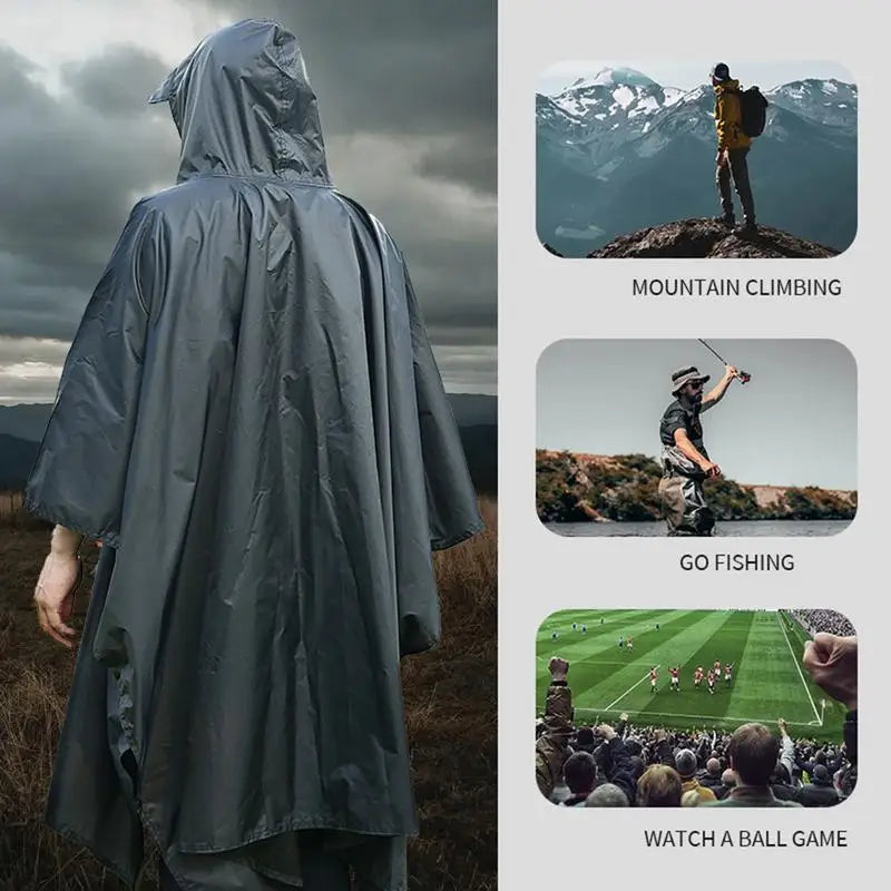 Outdoor Camping Raincoat Poncho Waterproof Long