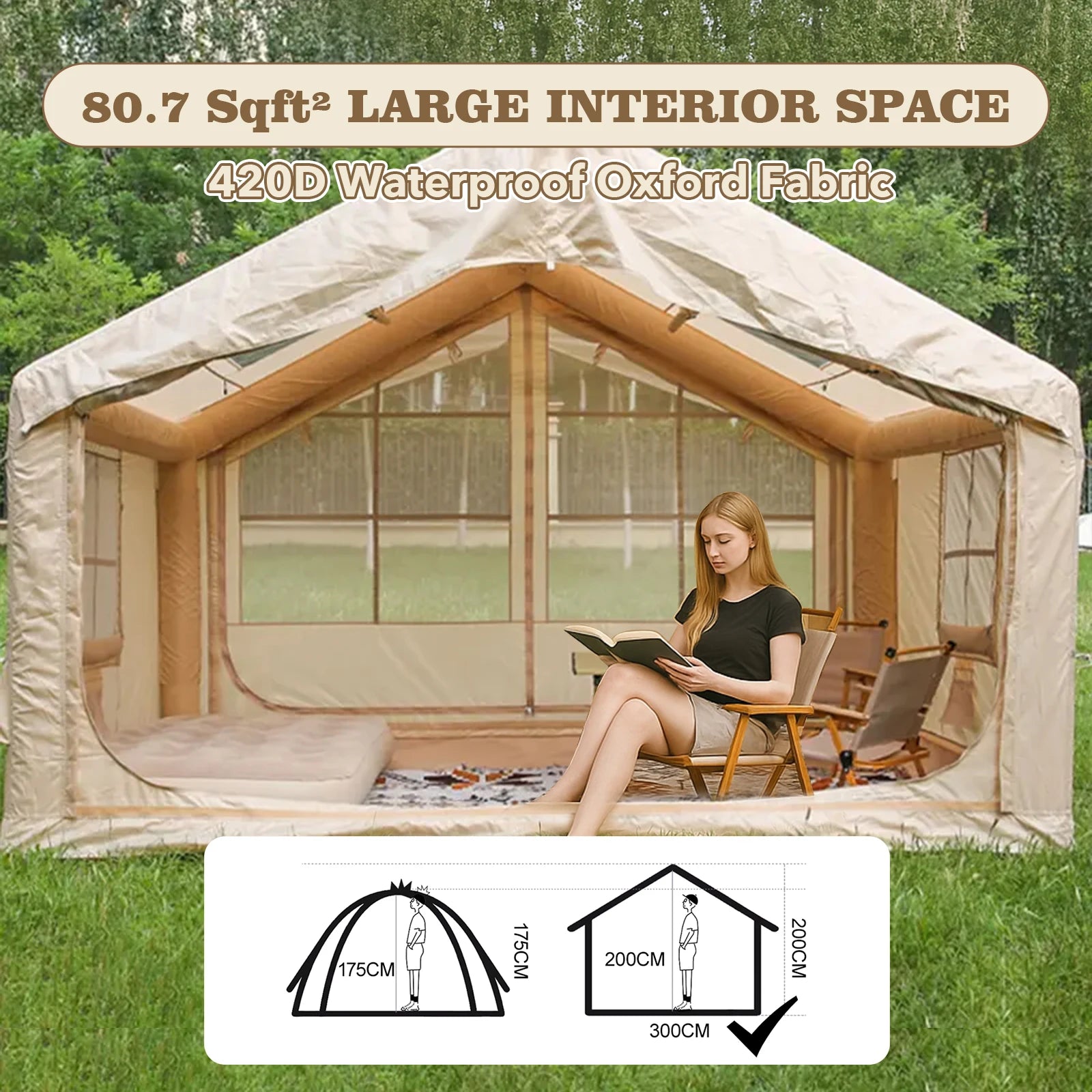 Inflatable Tent Air Conditioning Vent Glamping Blow up Tent