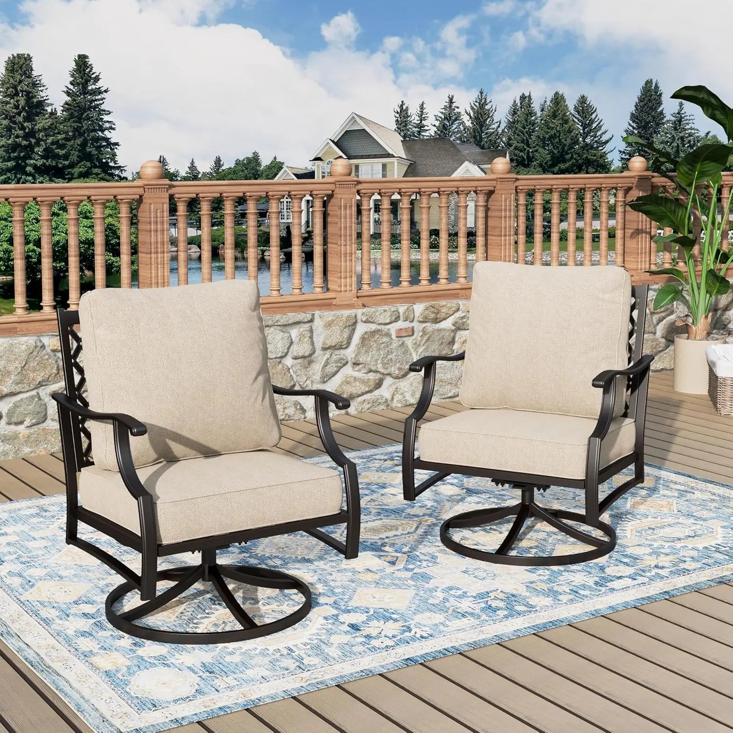 Swivel Patio Chairs High Back Outdoor