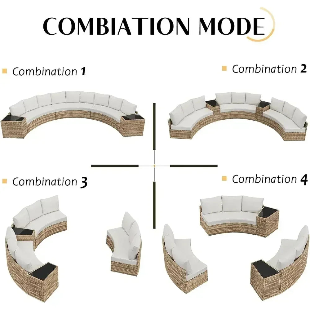 11-Piece Outdoor Wicker Sectional Sofa Set