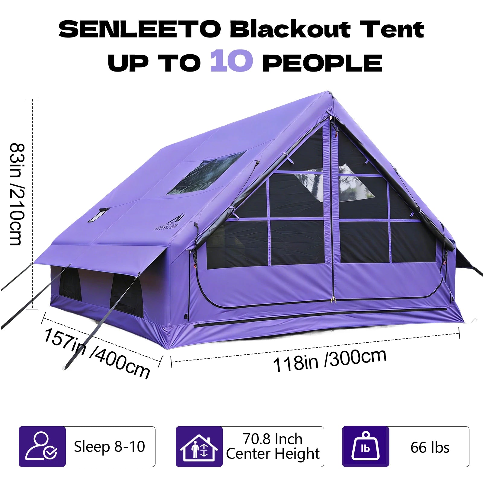 Purple Inflatable Tent with Hand Pump for Camping
