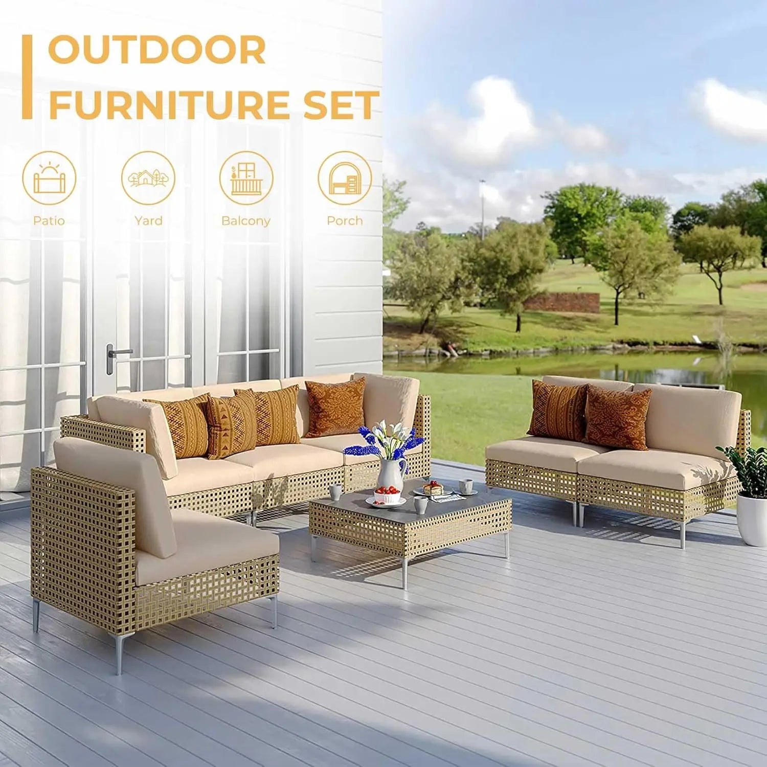 7pcs Wicker Patio Furniture Set