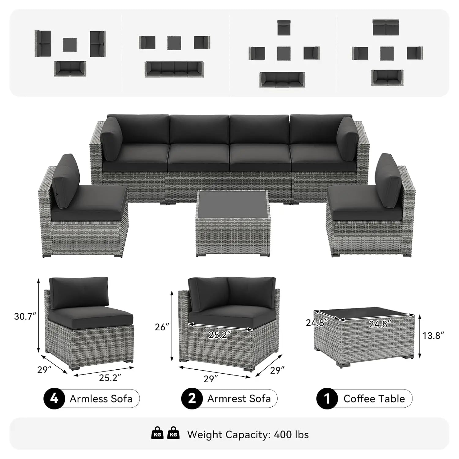 7-Piece Patio Furniture Set Thick Cushions