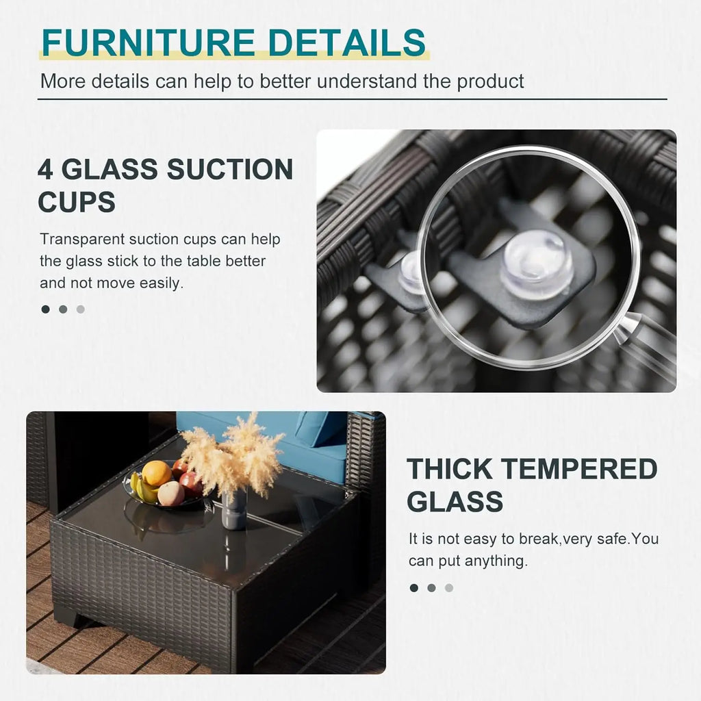 8 Piece Patio Furniture Set with Fire Pit Table