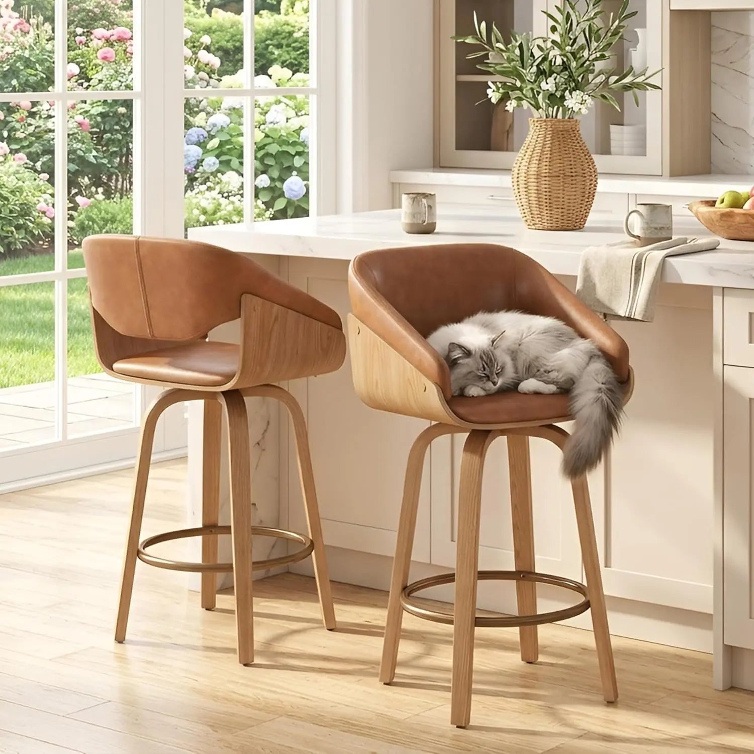 26’’ Modern Barrel Swivel Counter Stools Counter Height