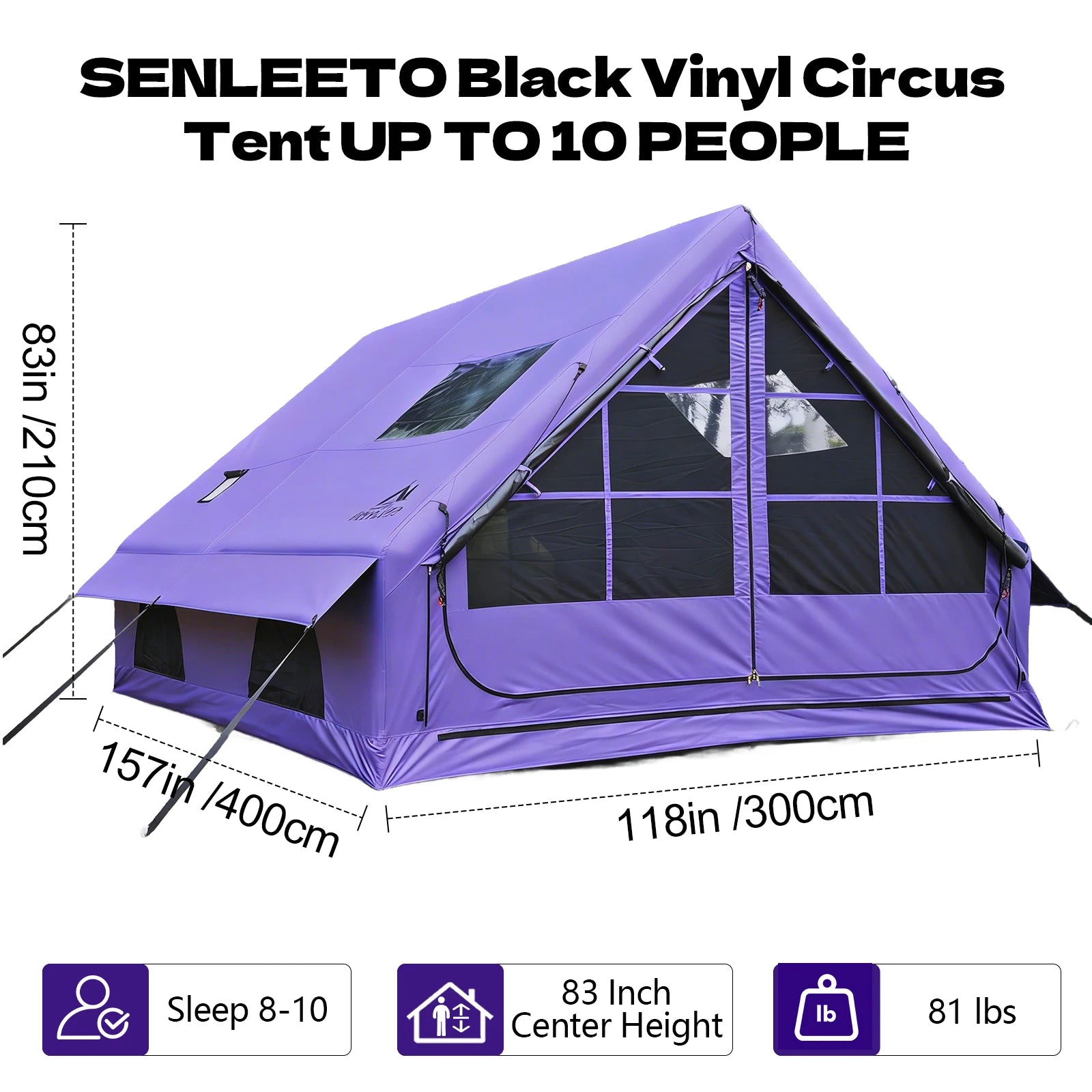 Purple Inflatable Tent with Hand Pump for Camping