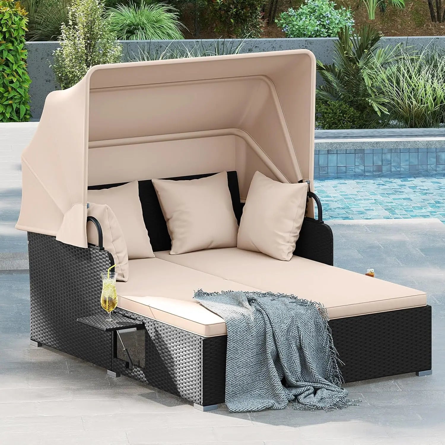 Outdoor Daybed with Canopy 2 Person