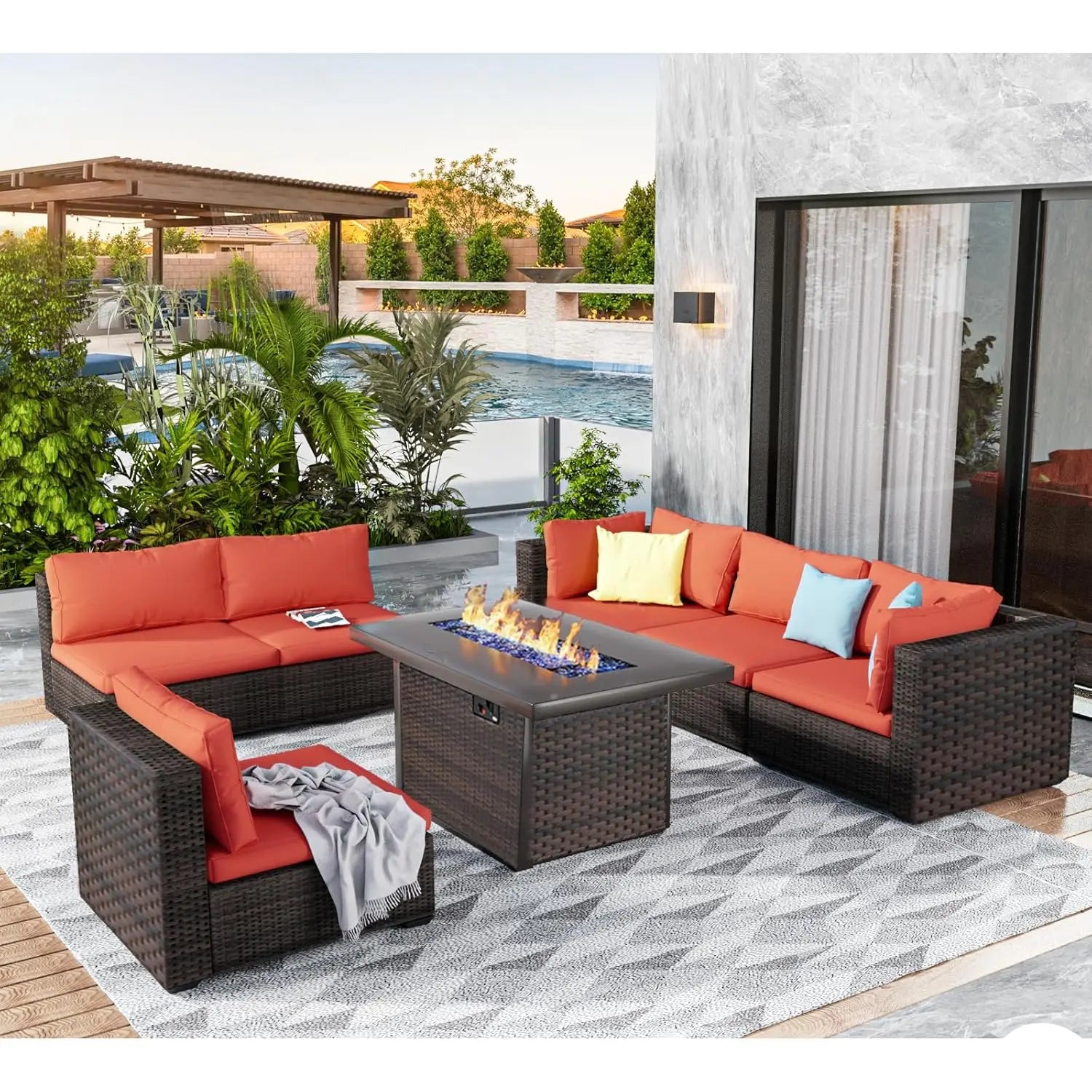 7 Pieces Outdoor Sectional Patio Furniture Set