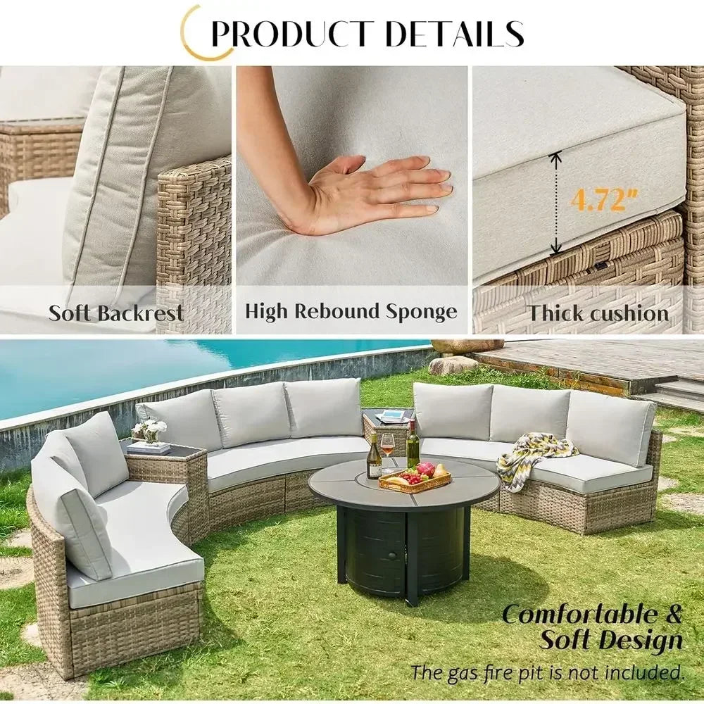 11-Piece Outdoor Wicker Sectional Sofa Set