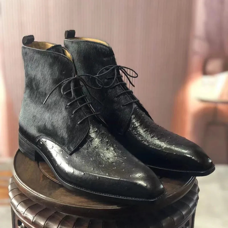 Handmade Shoes Mens British Style Square Toe