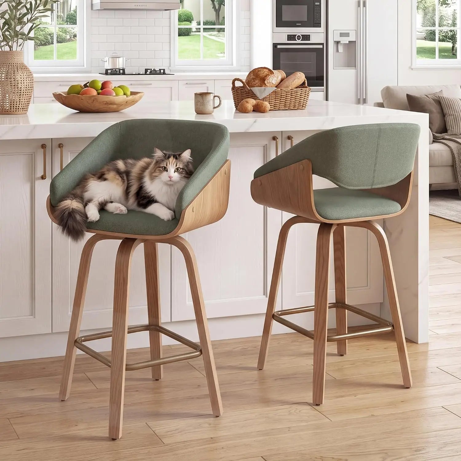26’’ Modern Barrel Swivel Counter Stools Counter Height
