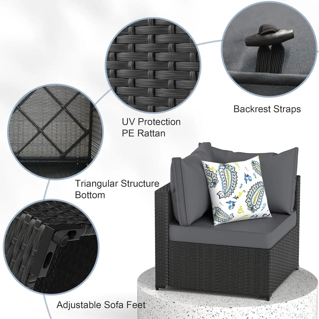 Patio Furniture Set 5PCS Outdoor Sectional with Ottoman