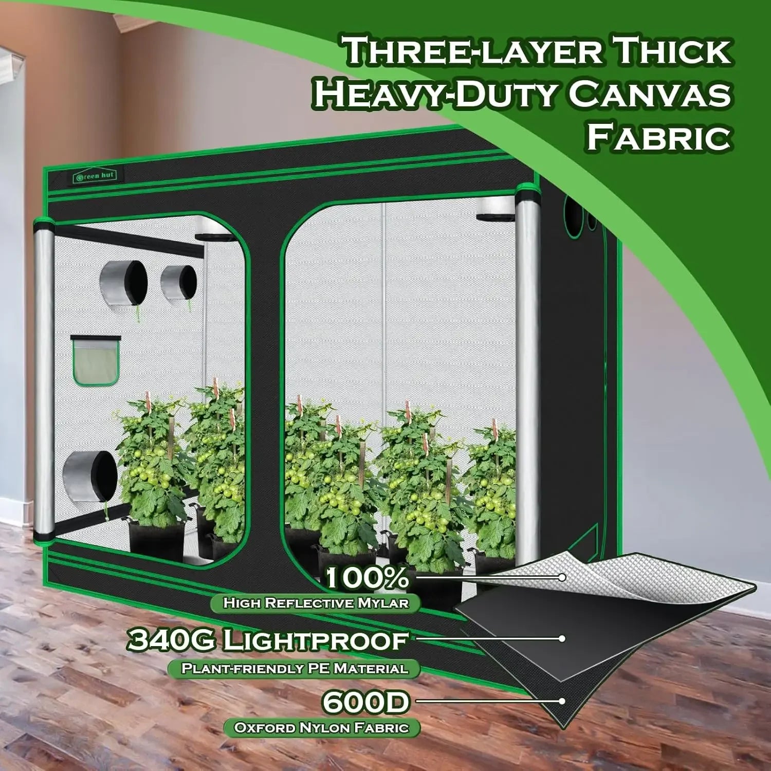 Grow Tent 96"x48"x78" 600D Mylar Hydroponic Indoor Grow Tent