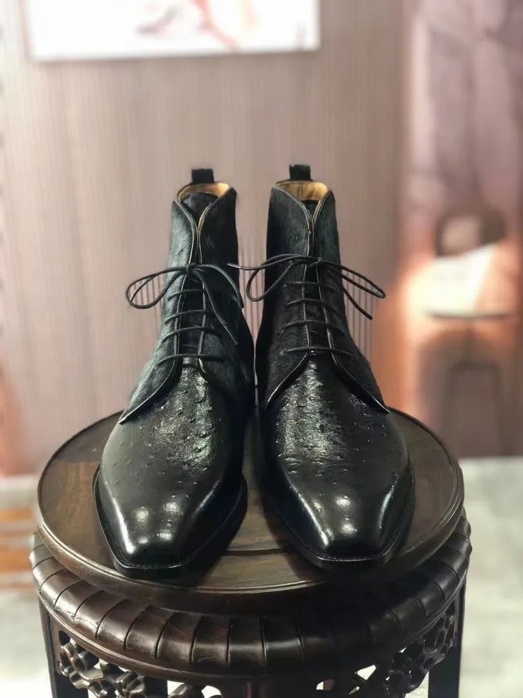 Handmade Shoes Mens British Style Square Toe