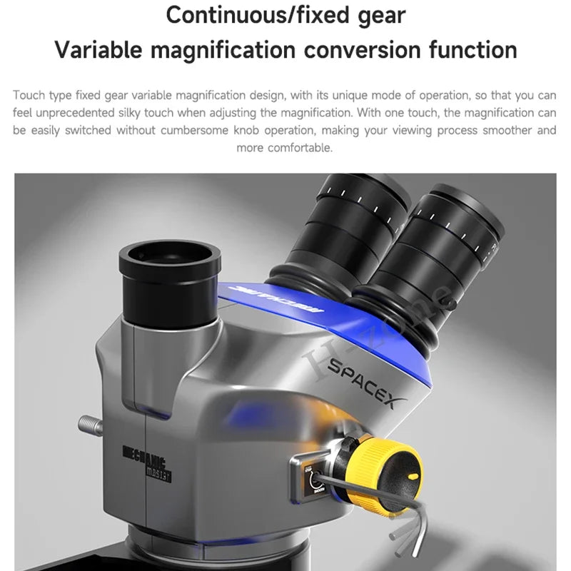 Trinocular Microscope 6.5X-52X Continuous Zoom
