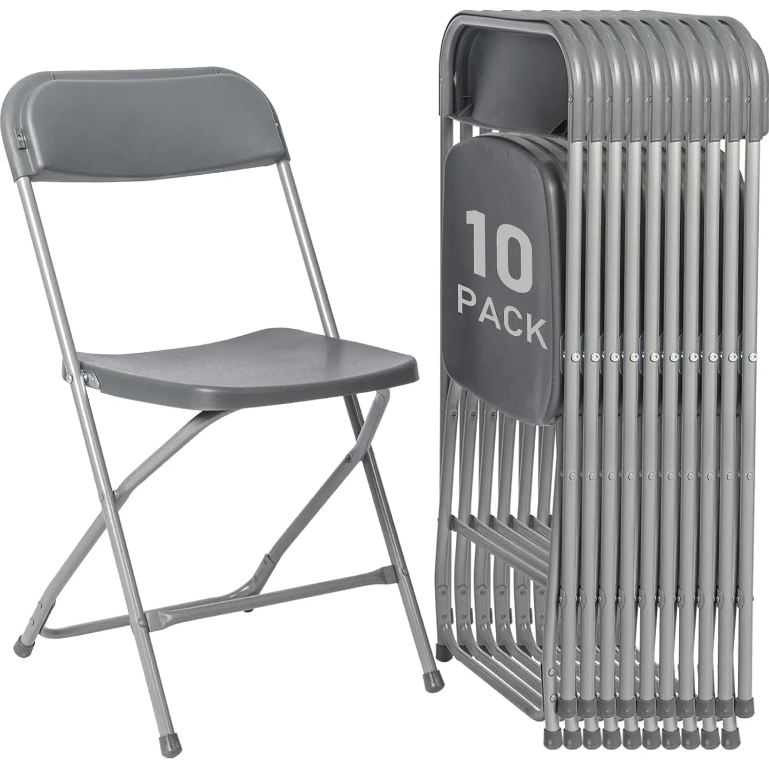 10 Pack White Plastic Folding Chairs