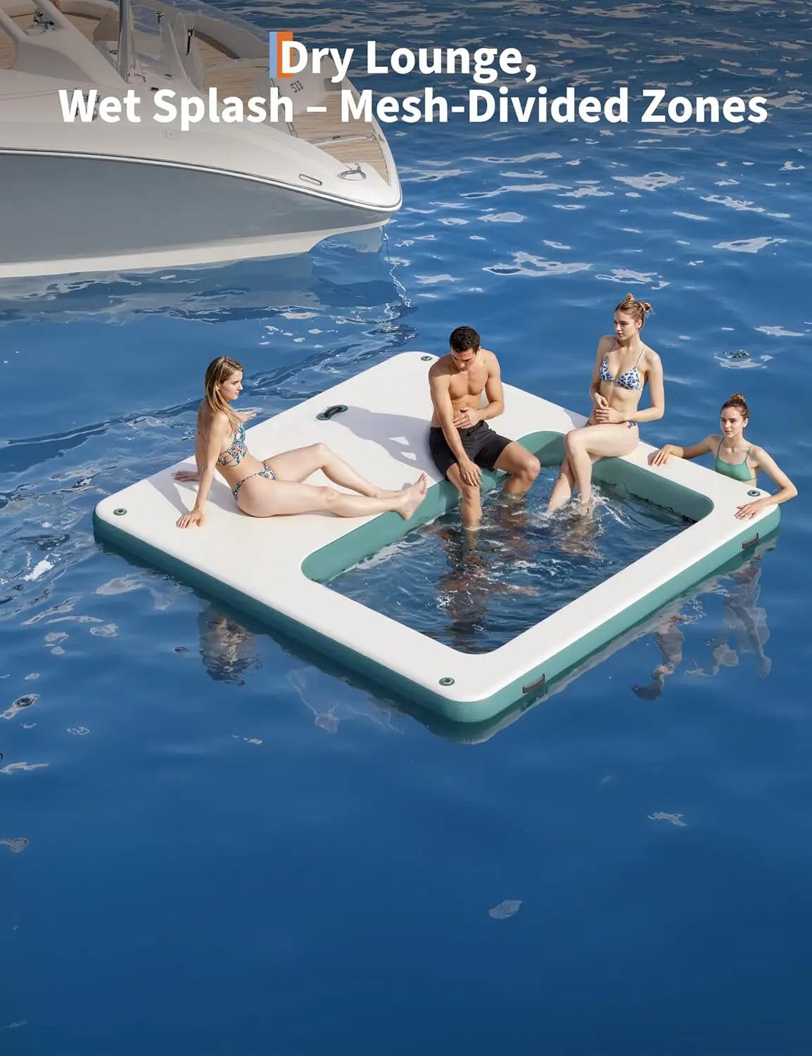 10x10FT Inflatable Floating Dock Mesh Swim