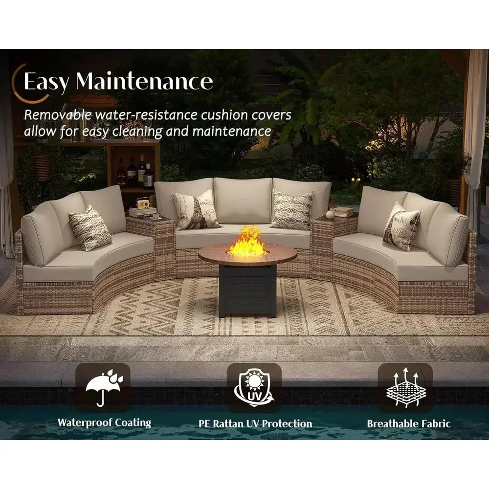 11-Piece Outdoor Wicker Sectional Sofa Set
