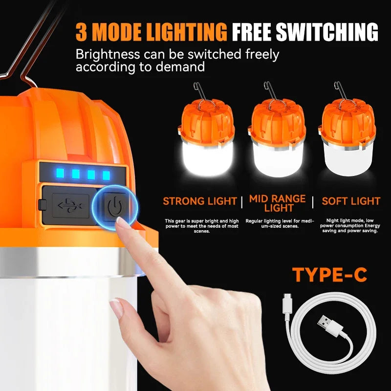 500W Lantern Rechargeable Lamp Flashlight