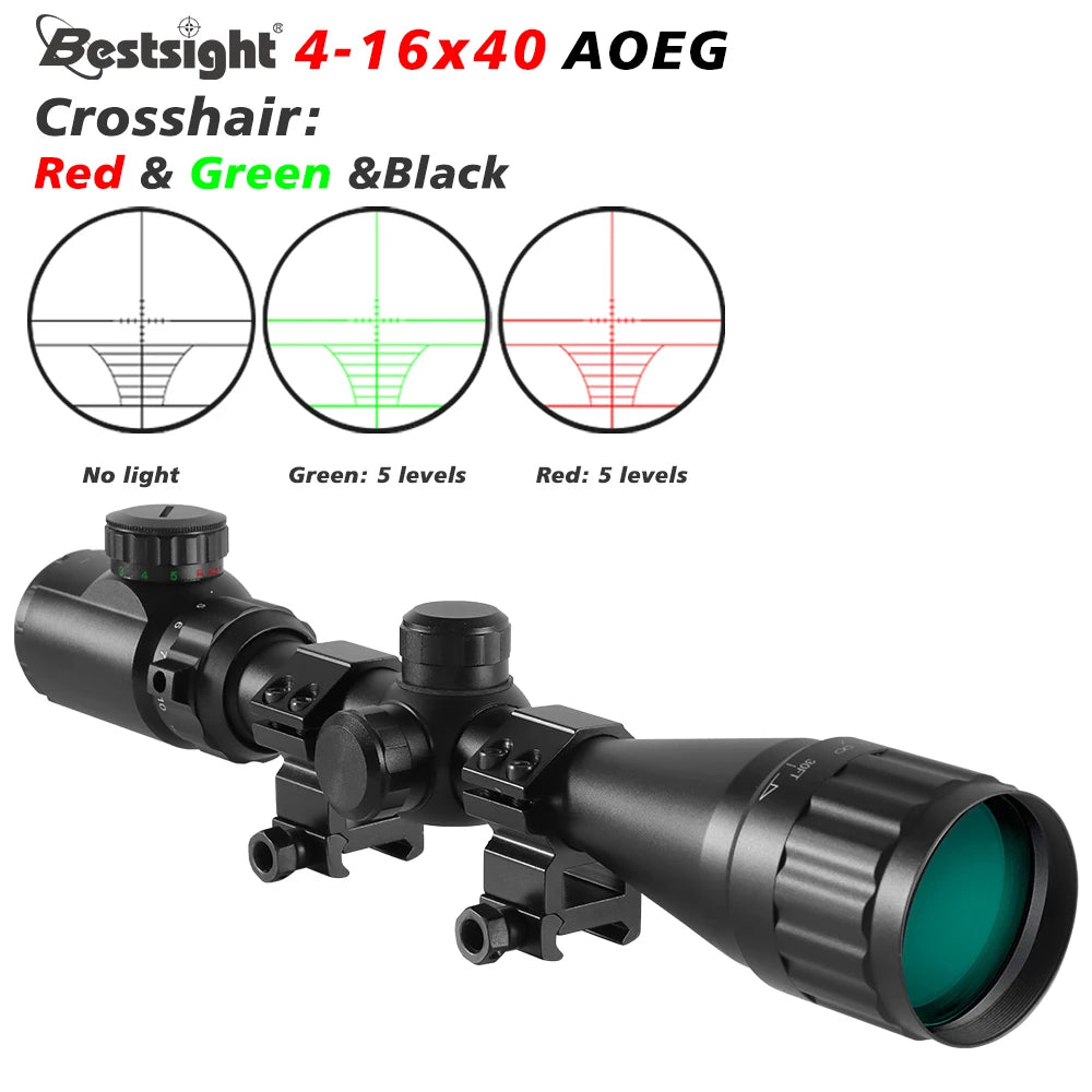 4-16X40 Optics Hunting Rifle Scope Red & Green Dot Illuminated Sight