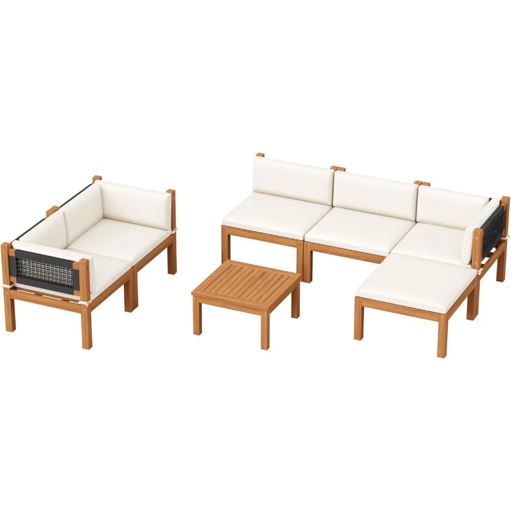 7 Piece Acacia Wood Patio Sofa