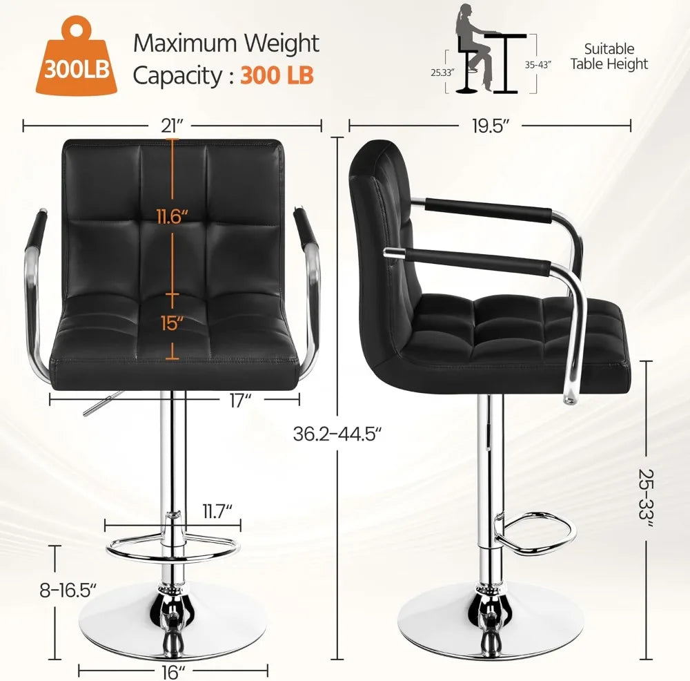 Adjustable Swivel Bar Stools Set of 2