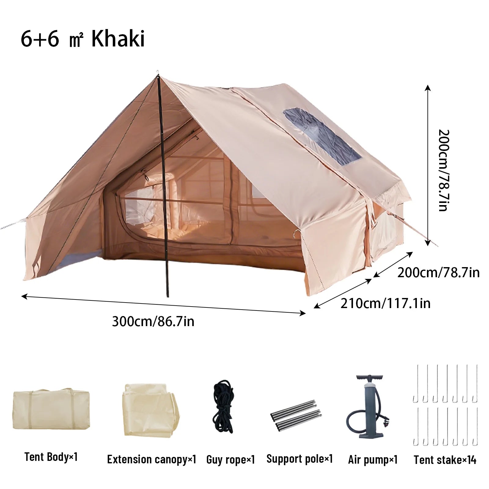 Inflatable Tent With Skylight Quick Setup
