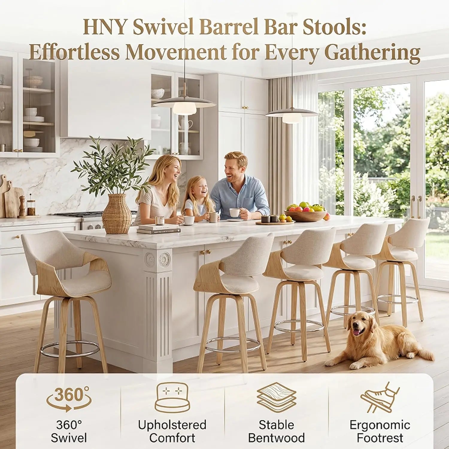 26’’ Modern Barrel Swivel Counter Stools Counter Height