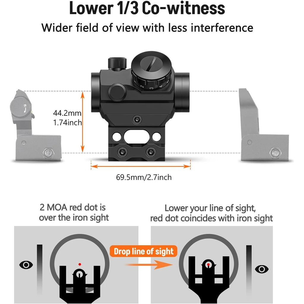 Red Dot Sight 1x25mm Waterproof and Shockproof Riser Mount